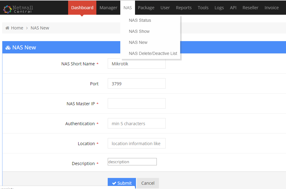 NAS-Network-access-Service-Management